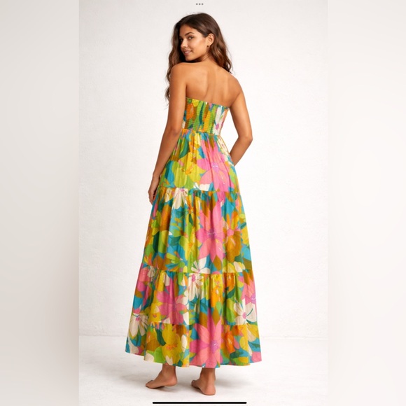 Colorful Strapless Maxi Dress - Picture 2 of 6